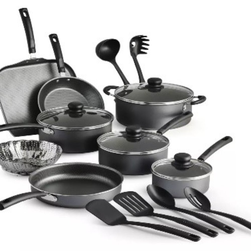 Tramontina Primaware 18 Piece Gourmet Non-Stick Cookware Set Steamer Steel Gray